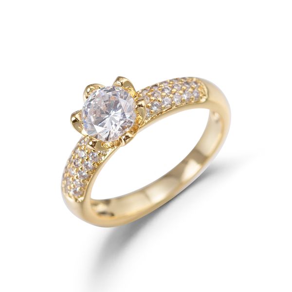 

Wih Hot Selling Simulated Sixmelon Round Diamond Zircon Ring