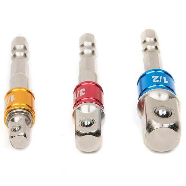 

3pcs socket bit adapter set hex shank extension to 1/4 3/8 1/2 inch impact drill driver nds