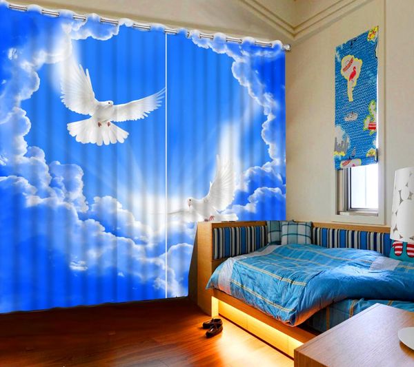 

fashion p curtains 3d customize dove sky living room bedroom window curtains printing blackout