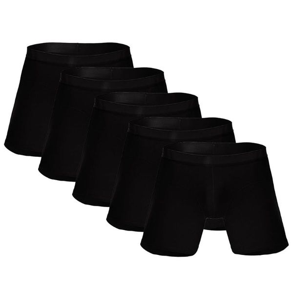 

5pc fashion men's sports long running wear leg multi-function boxer briefs mens solid color soft cotton panties mens underwear, Black;white