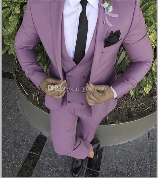 

notch lapel wedding tuxedos slim fit suits for men groomsmen suit three pieces prom formal suits (jacket+pants+vest+tie) 150, Black;gray