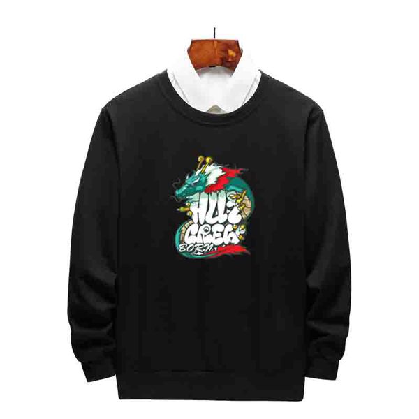 

2020 мужские женские толстовки с китайского дракона печати женщины свитер мужчины повседневная hoodie пуловера o-образным вырезом пара разме, Black