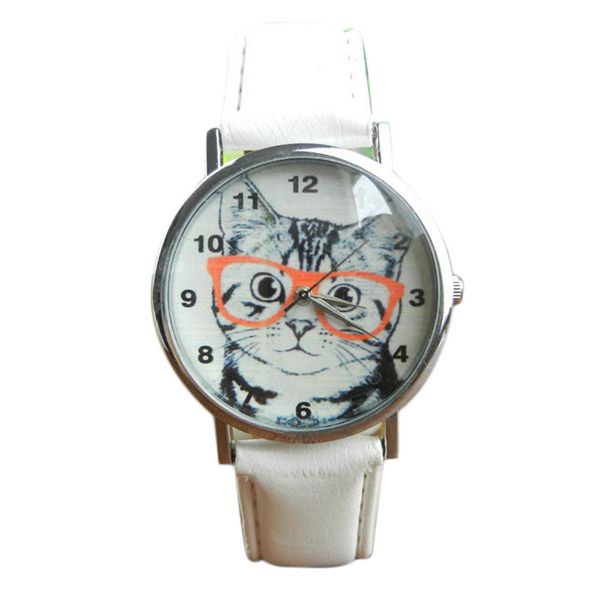 

otoky geneva fashion retro faux leather quartz cat womens wrist watch lady elegant simple bracelet watches may17 d21, Slivery;brown