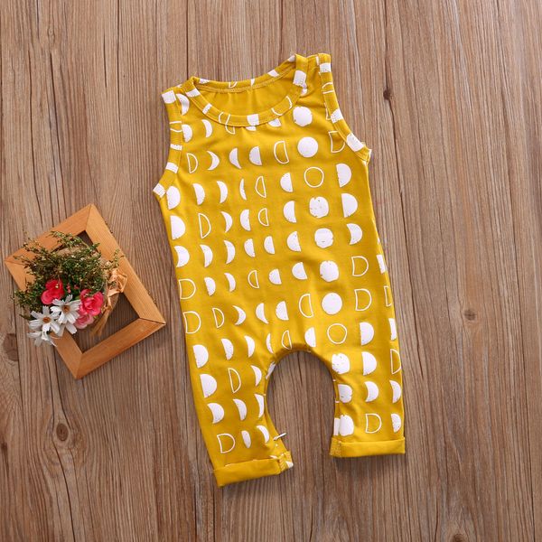 

sleeveless crescent moon pattern rompers for baby boy girls, Blue