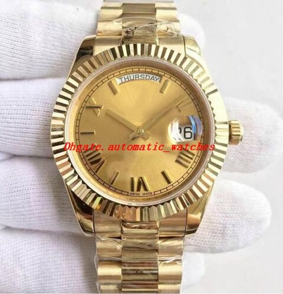 

luxury watch 21 style mens 40mm 228206 228239 228235 228238 18k yellow gold champagne stick dial roman dial automatic fashion men's wat, Slivery;brown