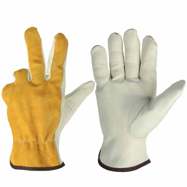 

security anti-slip leather welding labor gloves working gardening gloves wear-resisting planting tools protection
