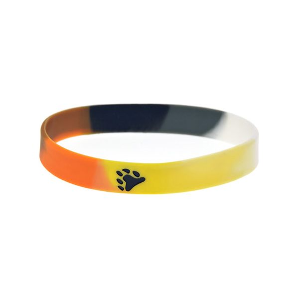 

1pc bear paw pride silicone rubber wristband size segmented color perfect to use in any benefits gift, Black
