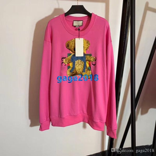 

high end женщины девушки унисекс oversize толстовка медведь письмо мотив круглый вырез с длинным рукавом блузка рубашка модный дизайн роскош, White