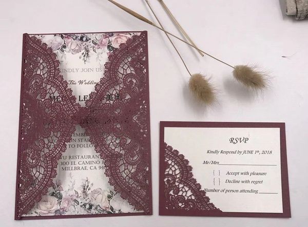 

Gold lace wedding invitation uite elegant la er cut invitation with r vp card cu tomized wedding card et of 50 pc cu tomized invita