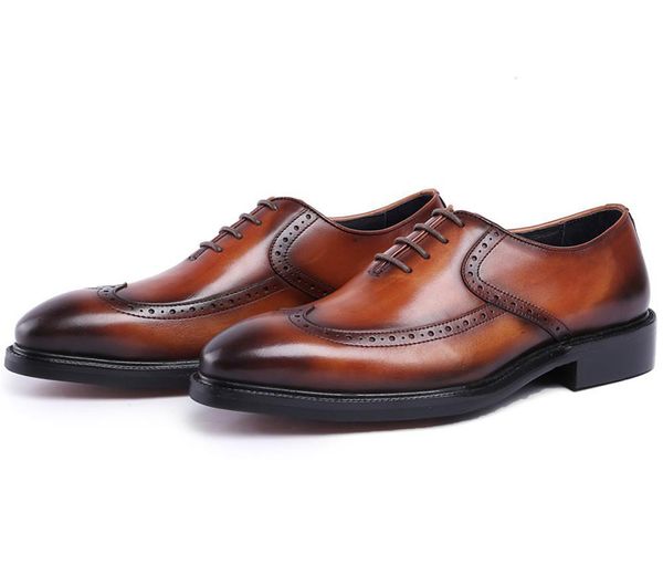 Moda Siyah / Kahverengi Goodyear Welt Oxfords Boys Düğün Ayakkabı Gerçek Deri Balo Ayakkabı Erkek Giysi Ayakkabı