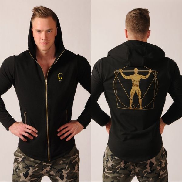 

hombre 2018 masculina толстовки camisetas пальто бодибилдингу и фитнесу hoodies кофты muscle мужская спортивная одежда, Black