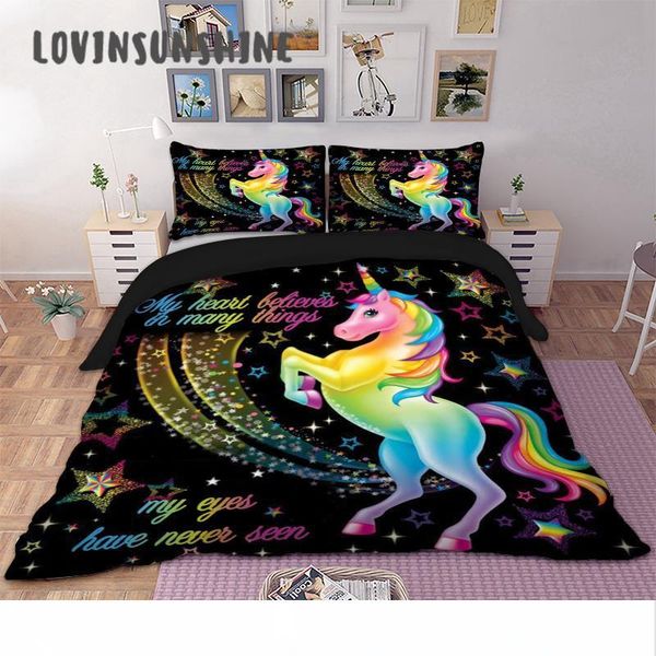 

lovinsunshine children bedding set single bedding and bed sets home textile unicorn cartoon lovely kids duvet cover set ab#98