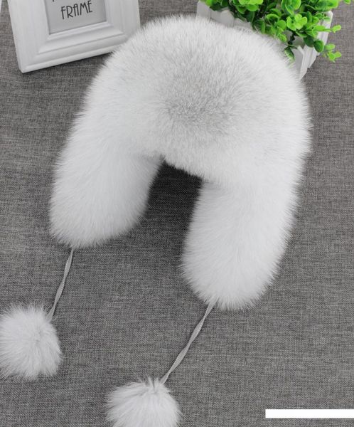 

100% real fox fur women's russian ushanka aviator trapper snow skiing hat caps earflap winter raccoon fur bomber hat sh190710, Blue;gray
