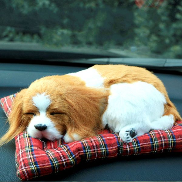 

car ornament dog decor abs plush dogs shake head simulation sleeping dog toy bamboo charcoal bag fresh air smell remover