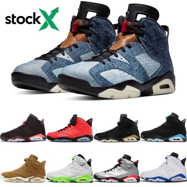 

2020 new arrival 6 6s dmp washed denim men basketball shoes travis scotts black infrared golden harvest angry bull mens sport sneakers