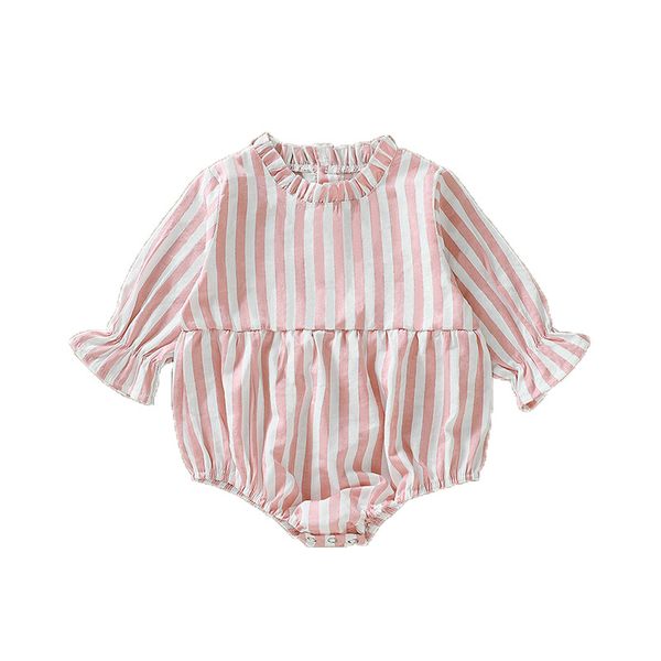 

baby girl clothes fashion spring autumn newborn infant children clothes pink stripe romper toddler cute long sleeve jumpsuit, Blue