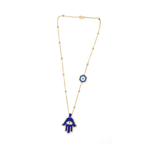 

ins new evil eye necklace hamsa hand necklace gold chain women collares 2020 miyuki eye jewelry insta fashion stainless steel, Silver