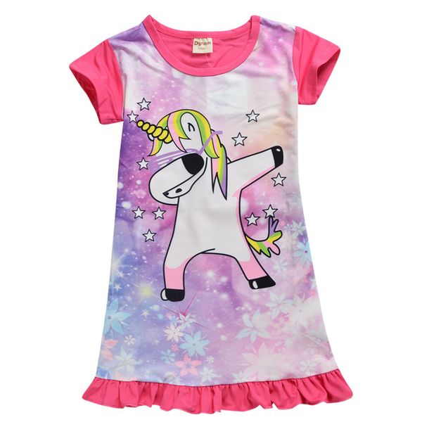 

4-12t baby girls summer short sleeve pink cartoon printed dresses unicorn girls dresses kids designer clothes girls dhl ss89, Red;yellow