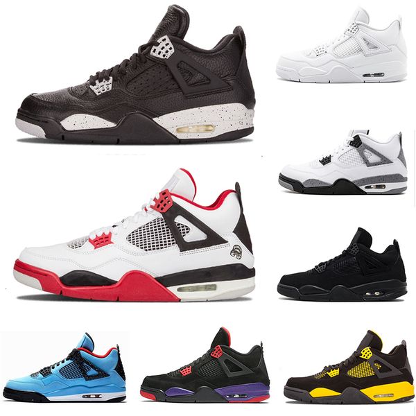 

man basketball shoes sneaker 4 pure money raptors white cement raptors black cat bred fire red mens shoe sports sneakers size 8-13