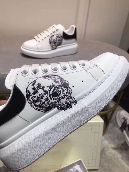 

skull head leather platform sneaker shoes men women casual shoe plate-forme chaussures multi leather sneaker, Black