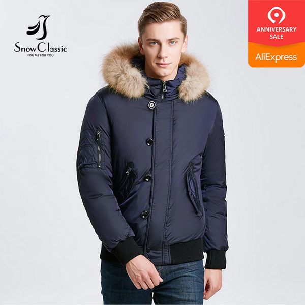 

snowclassic 2018 winter men's jacket hair thickening warm fashion business casual porter section of large yards of wind 17533, Tan;black