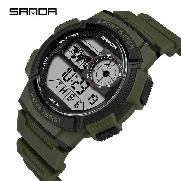

fashion new sanda 385 outdoor sports watch men's electronic clock 5bar waterproof digital watch relogio masculino, Slivery;brown