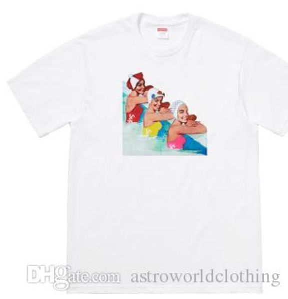 

women 19ss s t shirts 3d swimmers tee fashion white designer printed short sleeved clothes vestidoes, White;black