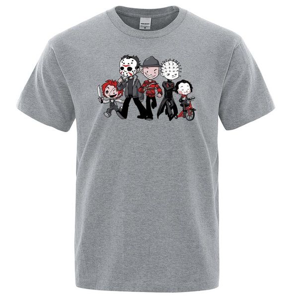 

summer cotton short sleeve men's t shirt maniac park horror movie theme park jason clown saw halloween funny artsy men tees, White;black