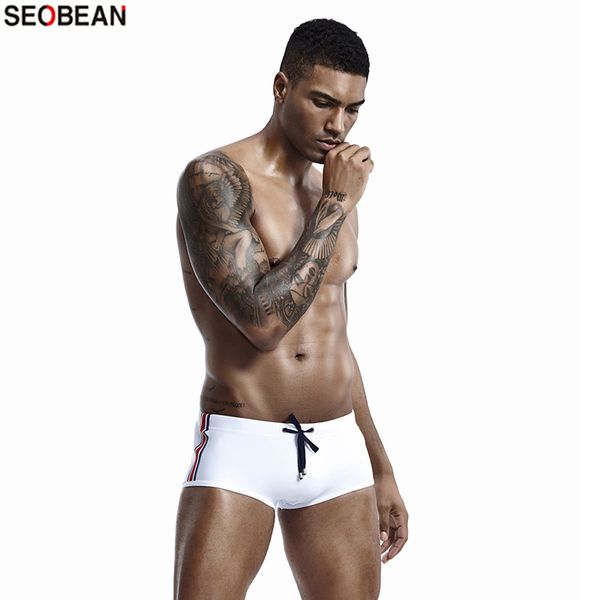 

seobean men's swimming suits fashion side rainbow swimwear sportswear spring spa swimming trunks