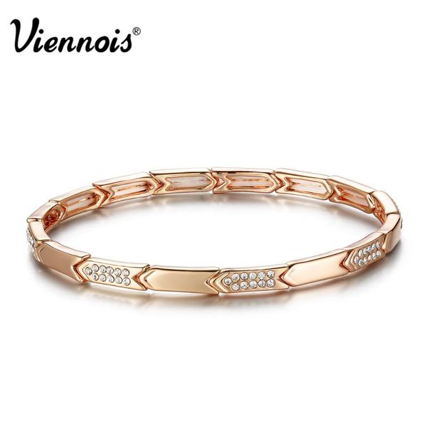 

viennois brand new fashion jewelry rose gold color arrow bangle rhinestones bracelets & bangles for women femme gift, Black