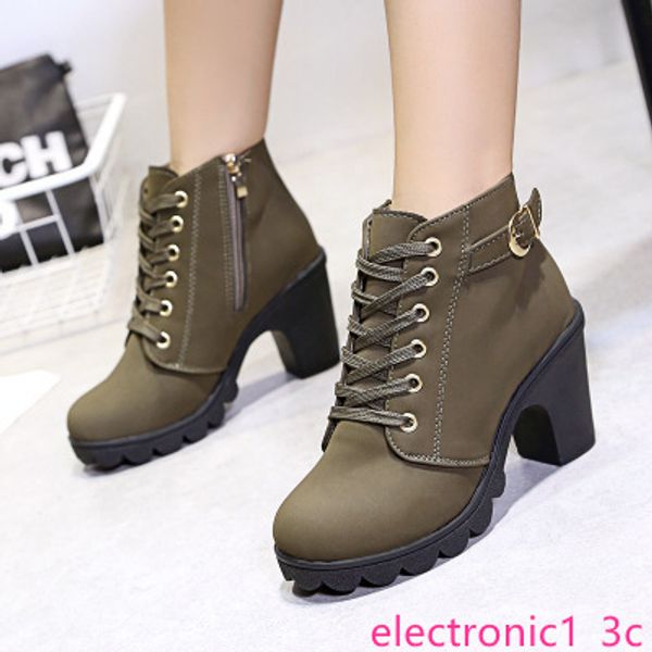 

женская shoes2019 новые женские туфли короткие сапоги женские сапоги мартин сапоги женские пояса толщиной пряжки с обувью женщин, Black;green
