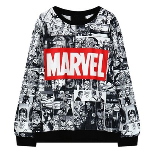 

christmas marvel hoodie sweatshirt female women 's tracksuit harajuku women sweatshirts exo bts kpop oversized hoodies woman size m-xl, Black