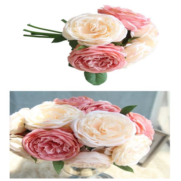 

imitation rose fake flowers lifelike wedding bouquet vase flower home decoration wedding ornament supplies