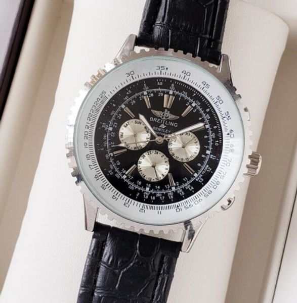 

selling brand mechanical watches mens watch classic style dial auto date fashion watch breitling relojes de marca, Slivery;brown