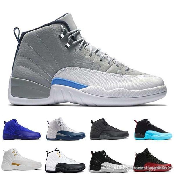 

new 2019 12 xii mans basketball shoes sneakers women taxi playoffs gamma blue grey sports running shoes for men us 5.5-13