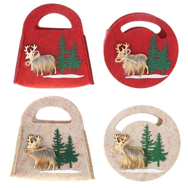 

cute christmas kids candy bags felt elk christmas tree gift bags candy portable 2019 xmas handbag for party home decoration