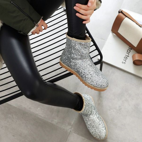 

big size 9 10 11 12 boots women shoes ankle boots for women ladies shoes woman winter solid color round head sleeve, Black