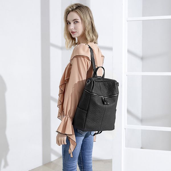 

новый кожаный женский рюкзак простой повседневный рюкзак большой емкости