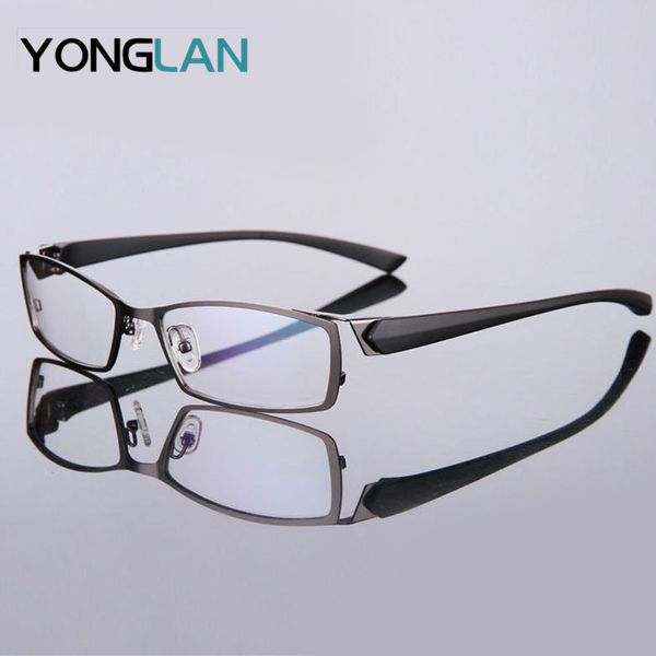 

yonglan alloy glasses frame tr90 temple men eyewear square metal color block oculos de grau masculino, Black