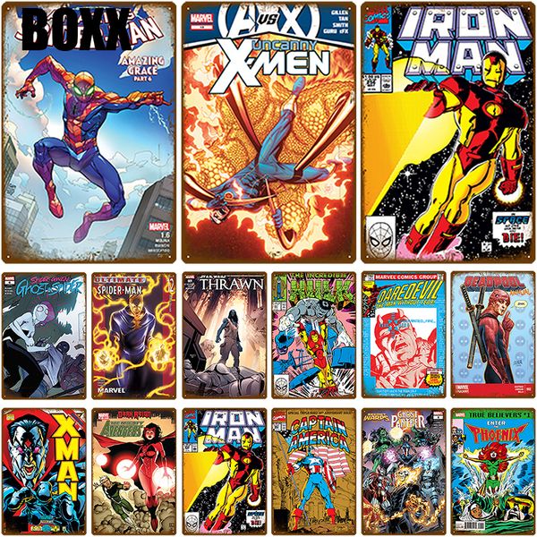 

2020 super hero декор стены металл знак wall art tin вход потертый chic современный плакат металл декор урожай плакат ресторан бар украшения