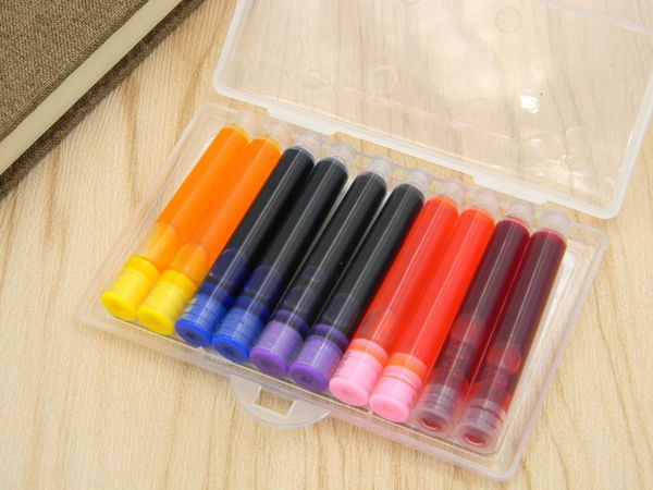 

box pack color fountain pen ink refill converter pump 3.4mm cartridges pen refill, Black;red