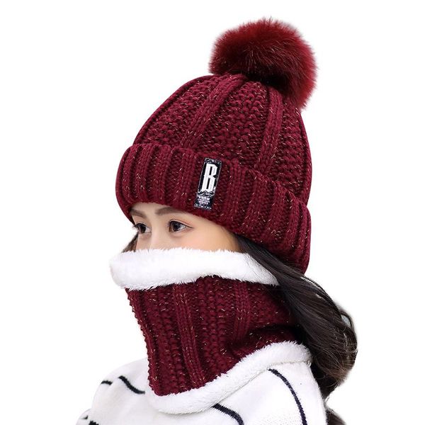 

fashion plus velvet knitted glove sets 2019 autumn and winter thickening scarf to keep warm a few people knitted wool cap set, Blue;gray