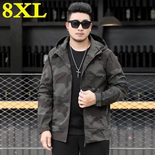 

spring and autumn big plus size 8xl 7xl 6xl 5xl 4xl camouflage jacket men hoodie jacket high quality, Black;brown