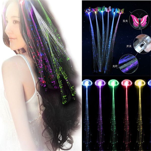 Women Girl Led Fiber Optic Lights Up Hair Barrette Clip Braid