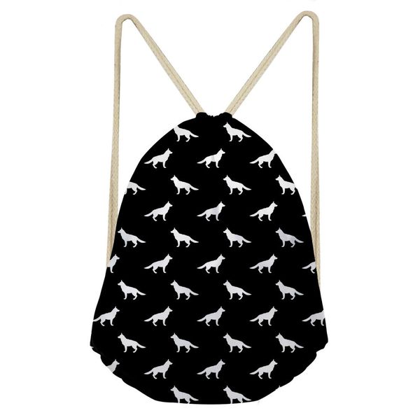 

thikin german shepherd drawstring bags 3d printed cute girls school bags drawstring bag sports shoes dance bag storage