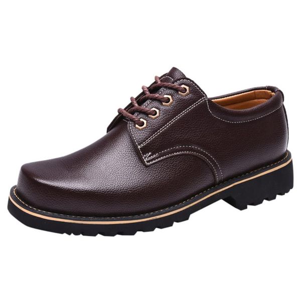 

new 2020 artificial leather shoes men flats fashion men's casual shoes brand man soft comfortable lace up black #17