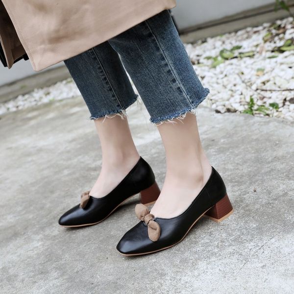 

big size 11 12 13 14 15 ladies high heels women shoes woman pumps high heel single shoe female shallow round bow, Black