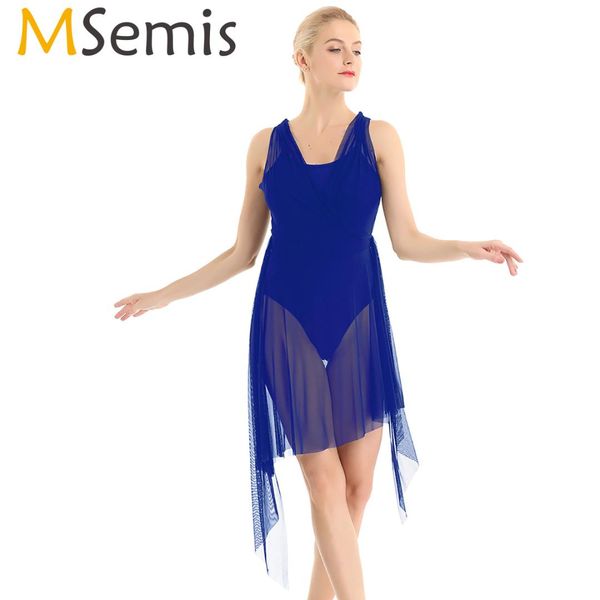 

msemis women ballet dress ice skating dress performance competition figure skating costume asymmetric dance leotard, Black;red