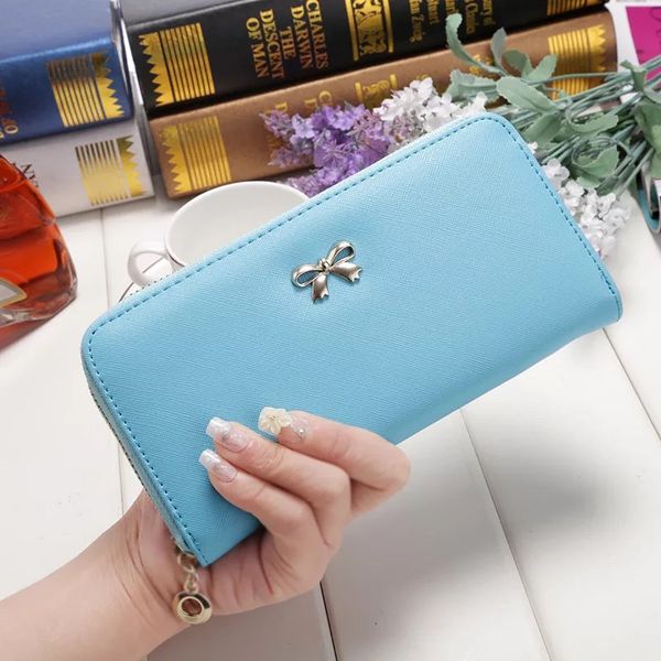 

female clutch money bag pu leather long wallet women purses tassel bowknot wallets fashion coin purse card holder, Red;black