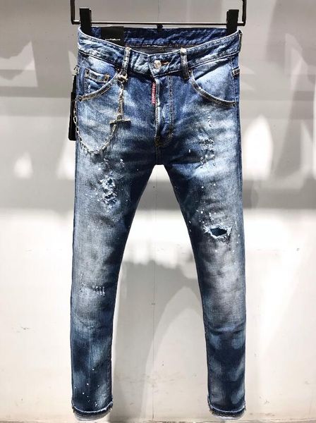 

2020 new brand of fashionable european and american men's casual jeans ,high-grade washing, pure hand grinding, quality optimization da, Blue